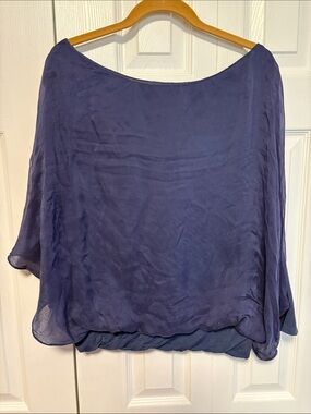 Keysha 100% Sheer Silk over Jersey Top in Dark Lavender